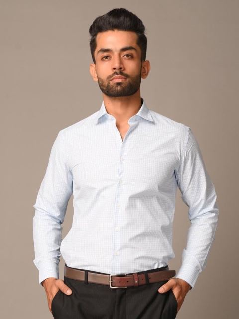 

Tistabene Men Blue Smart Micro Checks Checked Cotton Formal Shirt