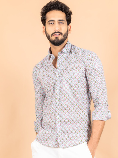 

Tistabene Men Blue Florescence Printed Casual Shirt
