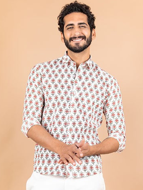

Tistabene Men White Jaipuri Printed Casual Shirt