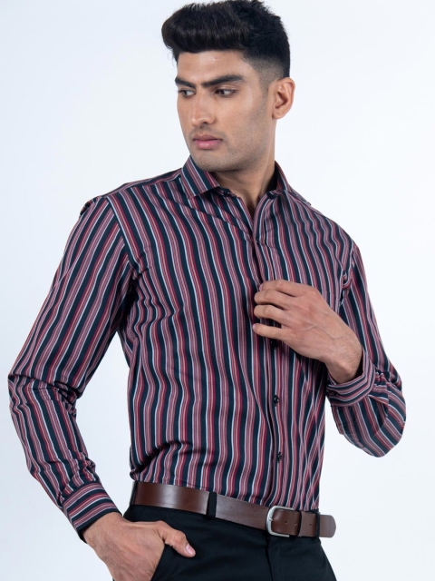 

Tistabene Men Red Smart Striped Formal Shirt