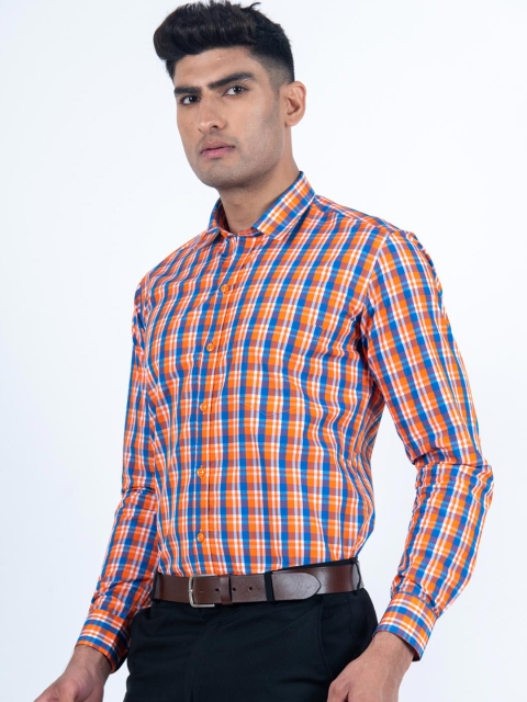 

Tistabene Men Orange Smart Checked Casual Shirt