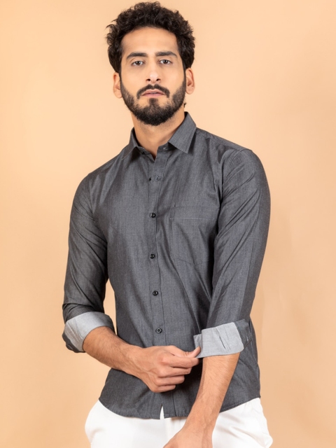 

Tistabene Men Navy Blue Smart Denim Casual Shirt