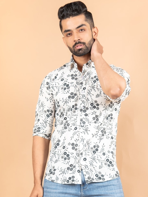 

Tistabene Men White Smart Floral Printed Casual Shirt