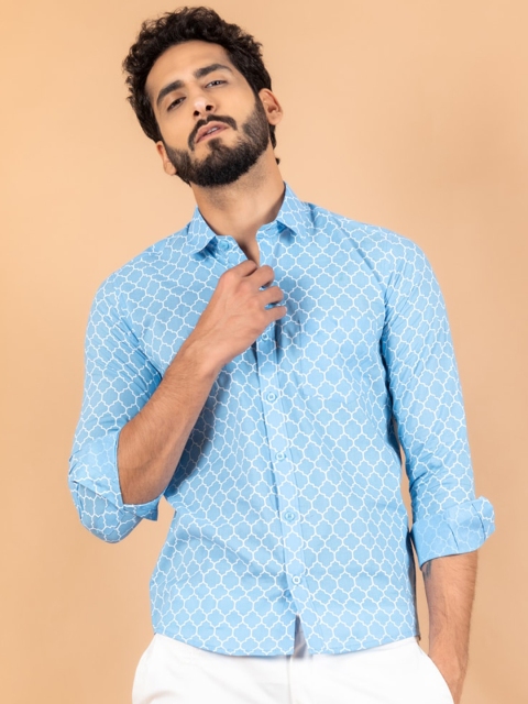 

Tistabene Men Blue Smart Jaipuri Printed Casual Shirt