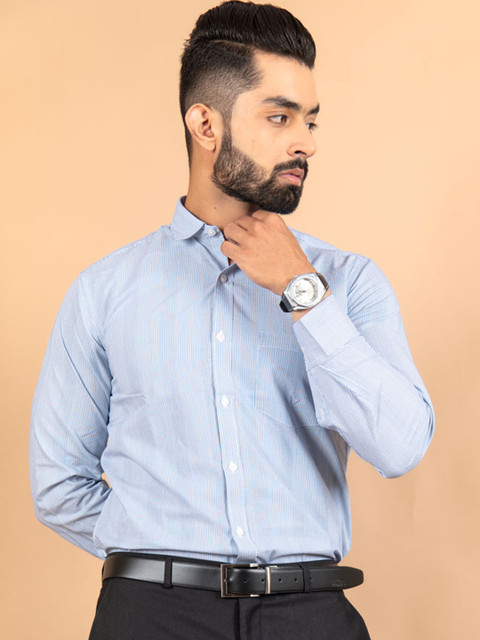 

Tistabene Men Blue Smart Pinstripes Striped Formal Shirt