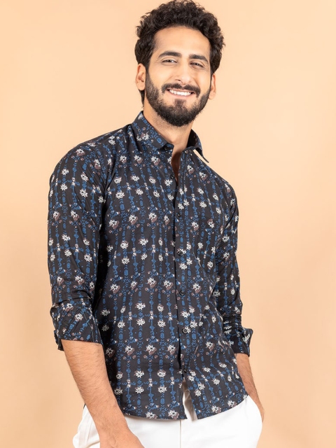 

Tistabene Men Black Smart Jaipuri Printed Casual Shirt