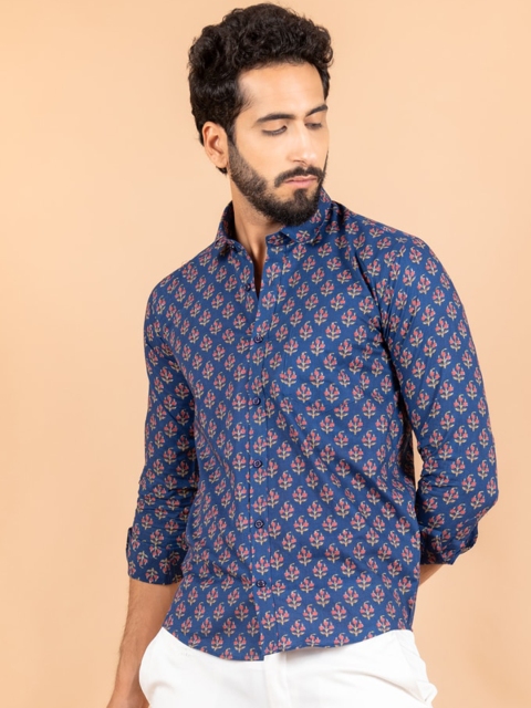 

Tistabene Men Blue Smart Floral Printed Casual Shirt