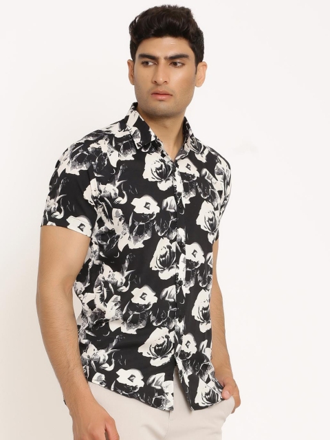 

Tistabene Men Black Smart Regular Fit Floral Printed Casual Shirt
