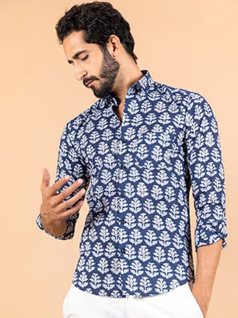 

Tistabene Men Blue Smart Floral Printed Casual Shirt