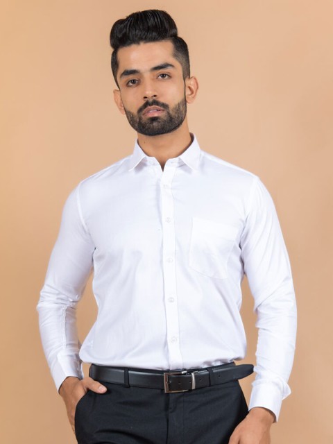 

Tistabene Men White Smart Solid Regular Fit Cotton Formal Shirt