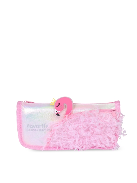 

Instabuyz Kids Pink & White Printed Zipper Pencil Pouch