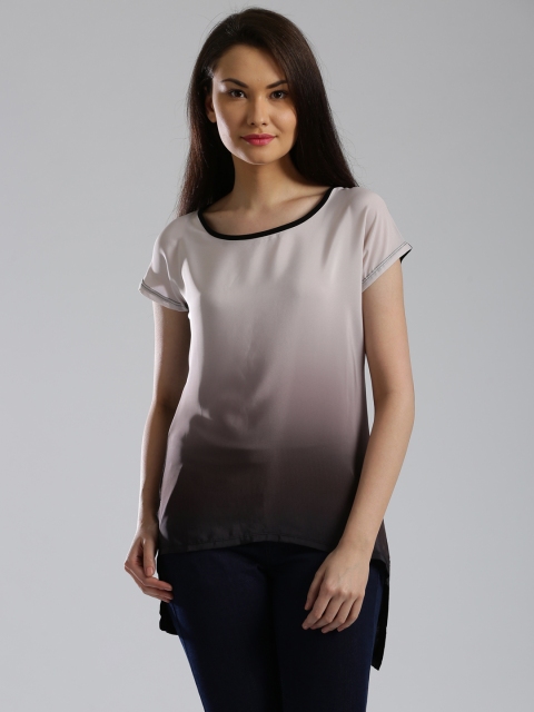 

Bossini Women Off-White Ombre-Dyed High-Low Top