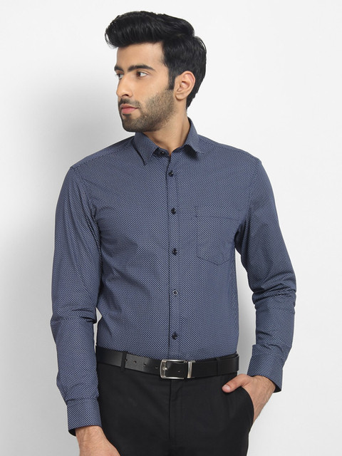 

cape canary Men Blue Smart Printed Casual Shirt