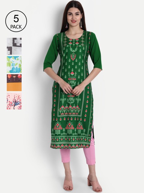 

1 Stop Fashion Women Multicoloured Ethnic Motifs Printed Crepe Kurta, Multi