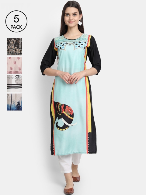 

1 Stop Fashion Women Multicoloured Embroidered Thread Work Crepe Kurta, Multi