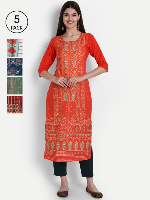 

1 Stop Fashion Women Multicoloured Ethnic Motifs Embroidered Thread Work Crepe Kurta, Multi