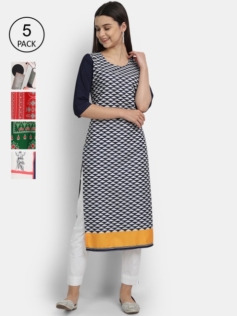 

1 Stop Fashion Women Multicoloured Floral Printed Crepe Kurta, Multi