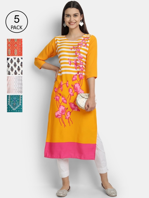 

1 Stop Fashion Women Multicoloured Ethnic Motifs Printed Crepe Kurta, Multi