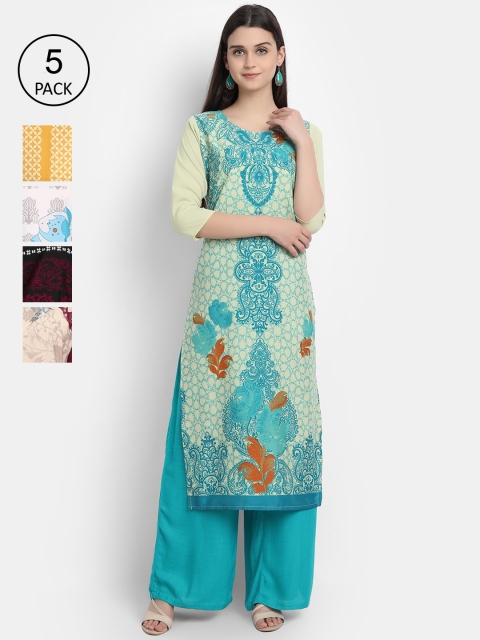 

1 Stop Fashion Women Pack of 5 Digital Print Straight Kurtas, Multi
