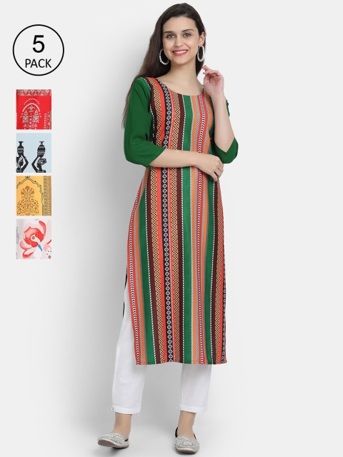 

1 Stop Fashion Women Multicoloured Printed Flared Sleeves Crepe Kurta, Multi
