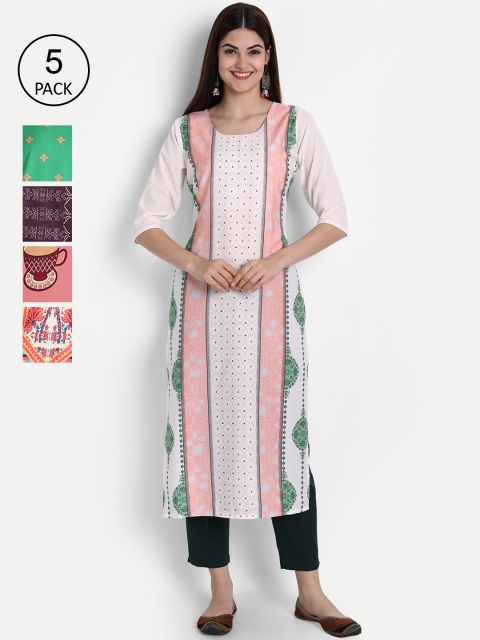 

1 Stop Fashion Women Multicoloured Ethnic Motifs Embroidered Crepe Kurta, Multi