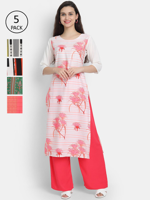 

1 Stop Fashion Women Pack of 5 Digital Print Straight Kurtas, Multi