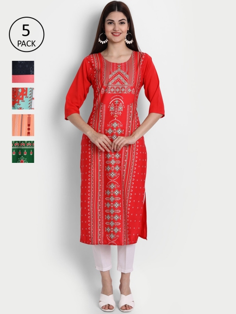 

1 Stop Fashion Women Multicoloured Embroidered Crepe Kurta, Multi