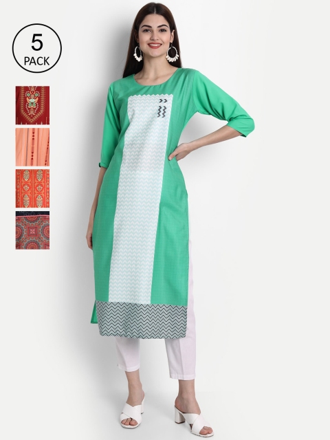 

1 Stop Fashion Women Multicoloured Ethnic Motifs Embroidered Thread Work Crepe Kurta, Multi