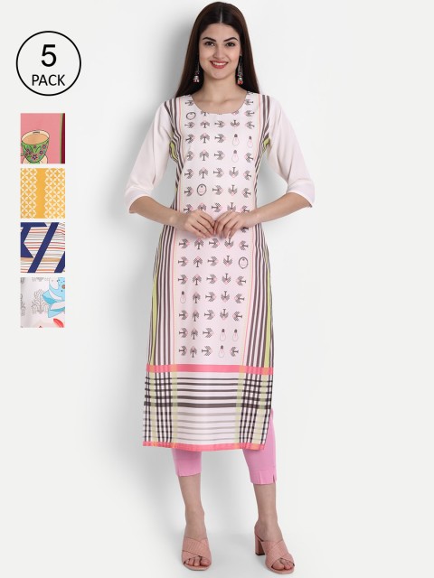 

1 Stop Fashion Women Multicoloured Ethnic Motifs Embroidered Crepe Kurta, Multi
