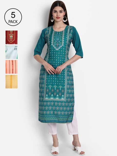 

1 Stop Fashion Women Multicoloured Ethnic Motifs Printed Crepe Kurta, Multi
