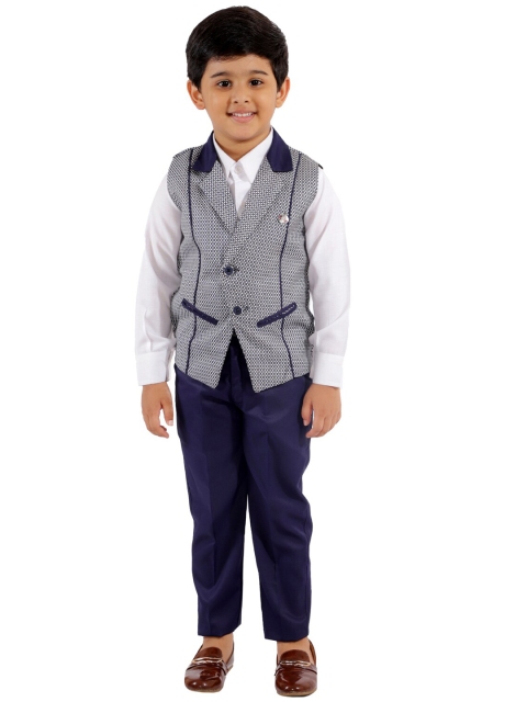 

FOURFOLDS Boys Navy Blue T-shirt with Trousers & Waistcoat