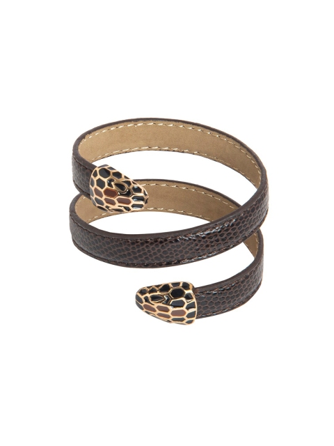 

Moon Dust Women Brown & Gold-Plated Leather Wraparound Bracelet