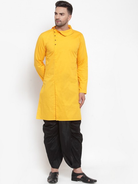 

Zotw Men Yellow Solid Stylised Neck Kurta