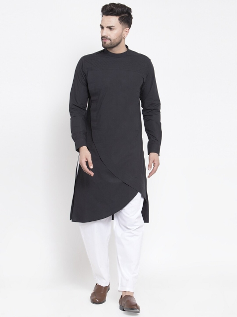 

Zotw Men Black Solid High-Low Hemline Kurta