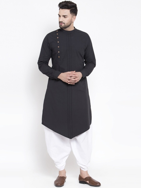 

Zotw Men Black Solid Mandarin Collar A-line Kurta