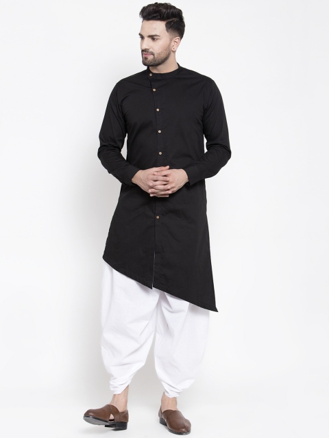 

Zotw Men Black High-Low Angarkha Kurta