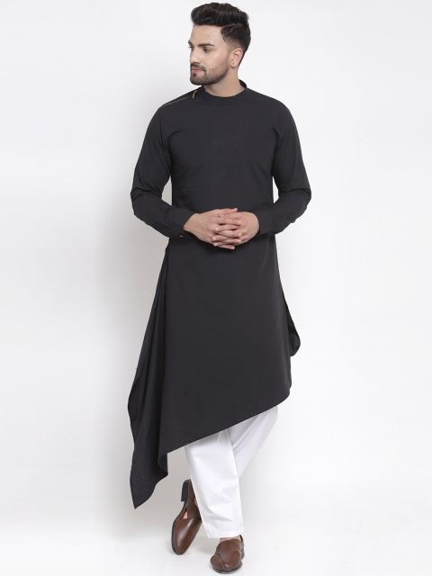 

Zotw Men Black Kurta With High-Low Hem