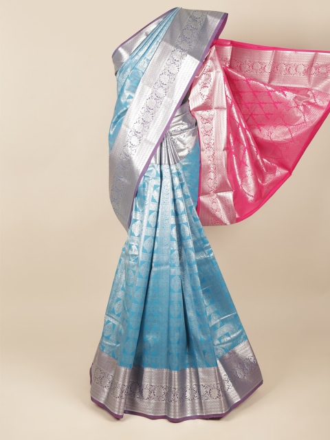 

Pothys Blue & Pink Woven Design Zari Pure Silk Saree