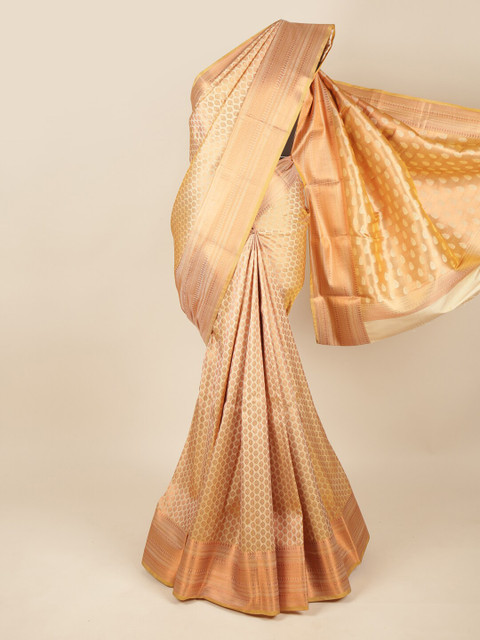 

Pothys Cream-Coloured & Gold-Toned Woven Design Zari Pure Silk Saree