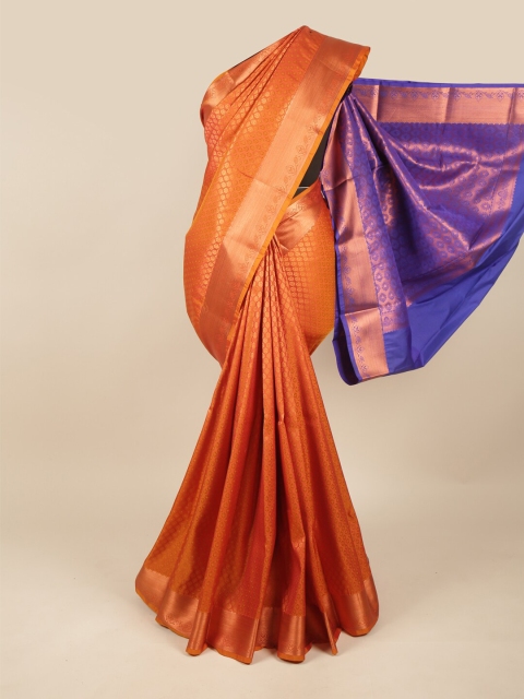 

Pothys Rust & Purple Ethnic Motifs Zari Pure Silk Saree