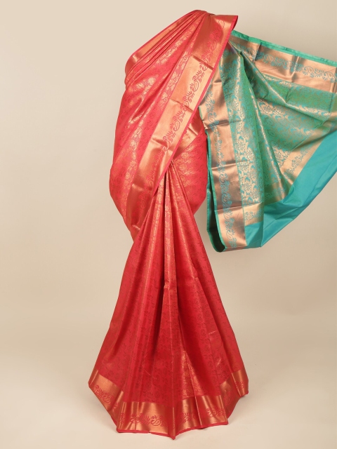 

Pothys Red & Green Ethnic Motifs Zari Pure Silk Saree