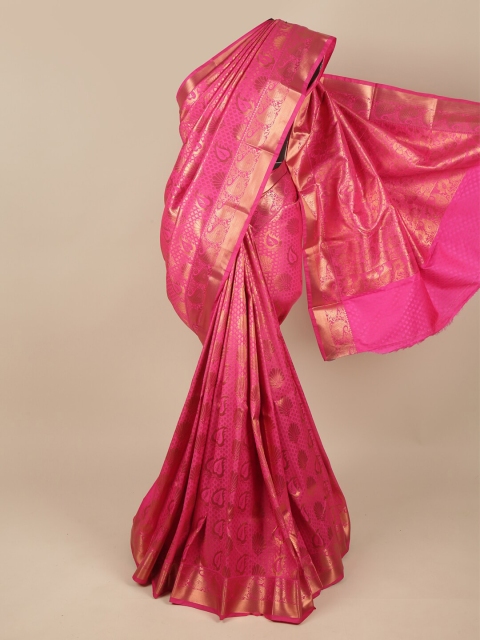 

Pothys Pink & Gold-Toned Woven Design Zari Pure Silk Saree