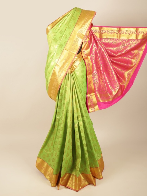 

Pothys Green & Pink Ethnic Motifs Pure Silk Saree