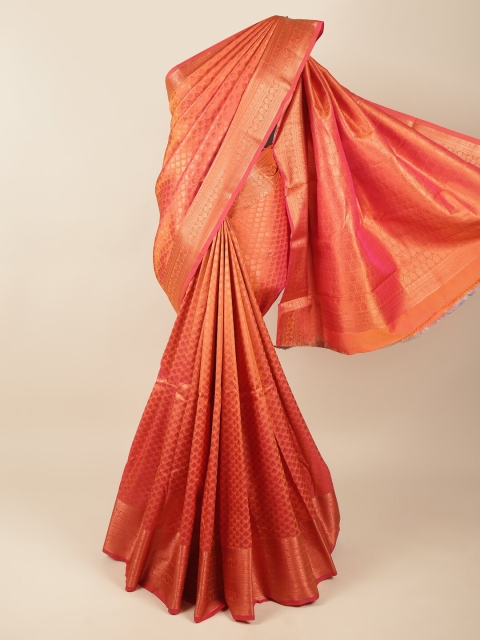 

Pothys Pink & Gold-Toned Ethnic Motifs Zari Pure Silk Saree