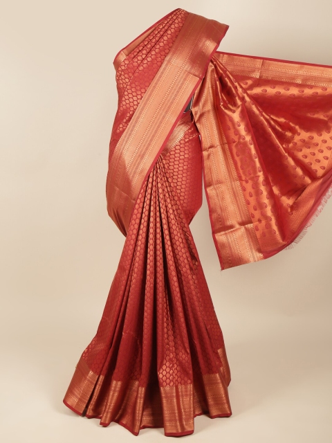 

Pothys Maroon & Gold-Coloured Ethnic Motifs Zari Pure Silk Saree