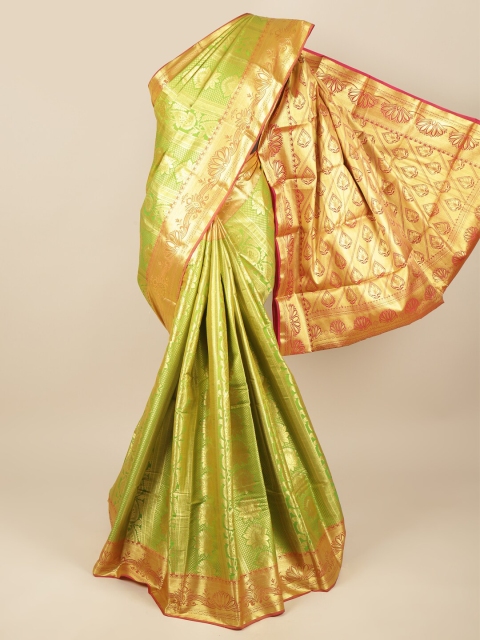 

Pothys Green & Orange Ethnic Motifs Pure Silk Saree