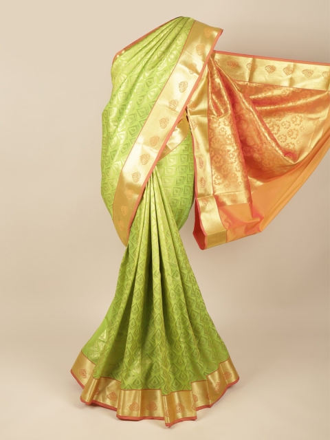 

Pothys Green & Orange Woven Design Pure Silk Saree