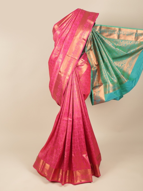 

Pothys Pink & Gold-Toned Woven Design Zari Pure Silk Saree