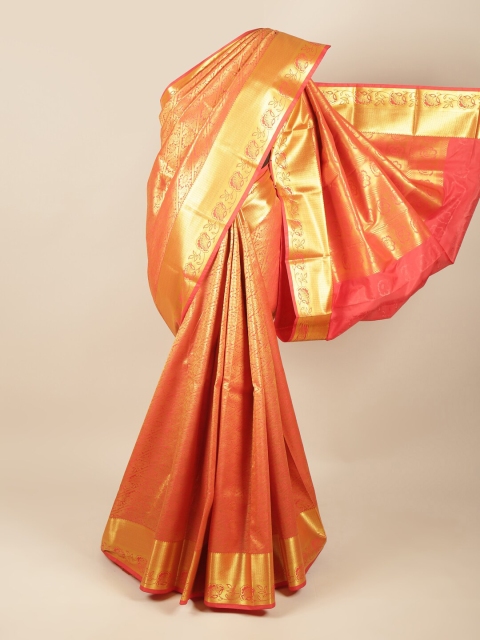 

Pothys Red & Gold-Toned Woven Design Pure Silk Saree