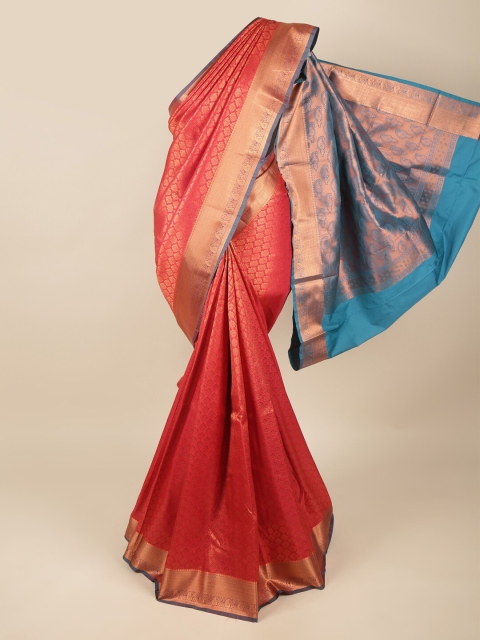 

Pothys Red & Gold-Toned Ethnic Motifs Pure Silk Saree